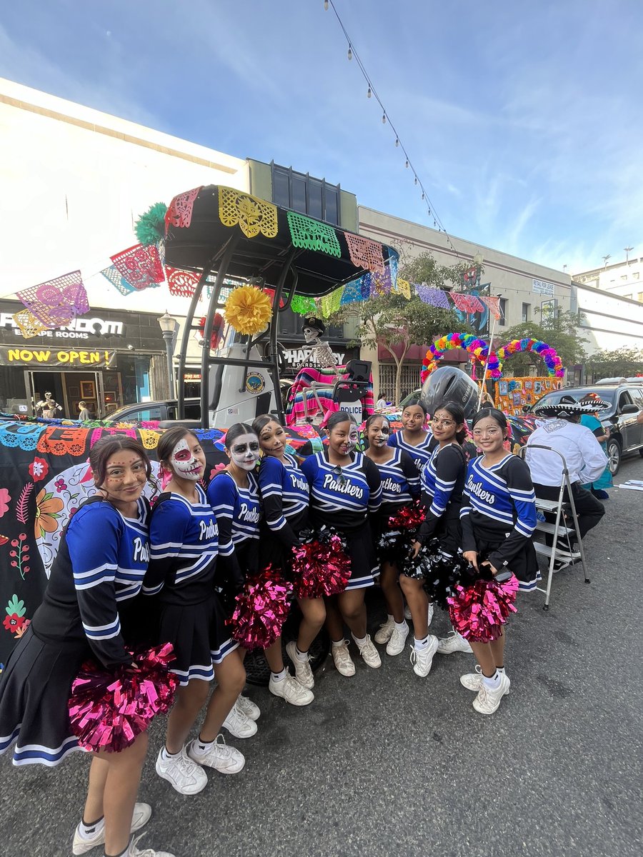 CounselorHamlet's tweet photo. J-Town Spirit had an amazing time at the Grand Parade Día de Muertos on Saturday in DTLA! Thank you to @LongBeachCity & @ABC7 for the feature! Special thanks to @molinahealth’s Helping Hands for holding our banner too! #JTownSpirit #LBJordan https://t.co/I34n5FS6L5
