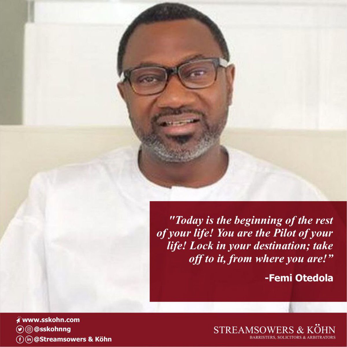 SSKohnNG's tweet photo. Fulfil your purpose.
#MotivationalNuggets #MondayMotivation #SSKohn #LawFirm #LawFirmsInNigeria #Law #Barristers #Solicitors #Arbitrators #WeAreSSKohn https://t.co/euYNYdp4YX