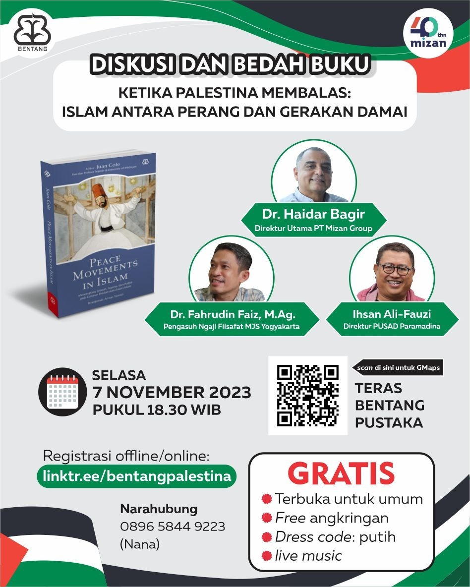 bentangpustaka's tweet photo. Yuk, cari tahu lewat diskusi buku “Peace Movements in Islam” bersama Bapak Haidar Bagir, Bapak Fahrudin Faiz dan Bapak Ihsan Al-Fauzi tanggal 7 November 2023.
Daftar di https://t.co/q6whXMdhPm
#BentangPustaka #PeaceMovementsInIslam #NonFiksiBentang #FreePalestine https://t.co/CpjERW2Xp8