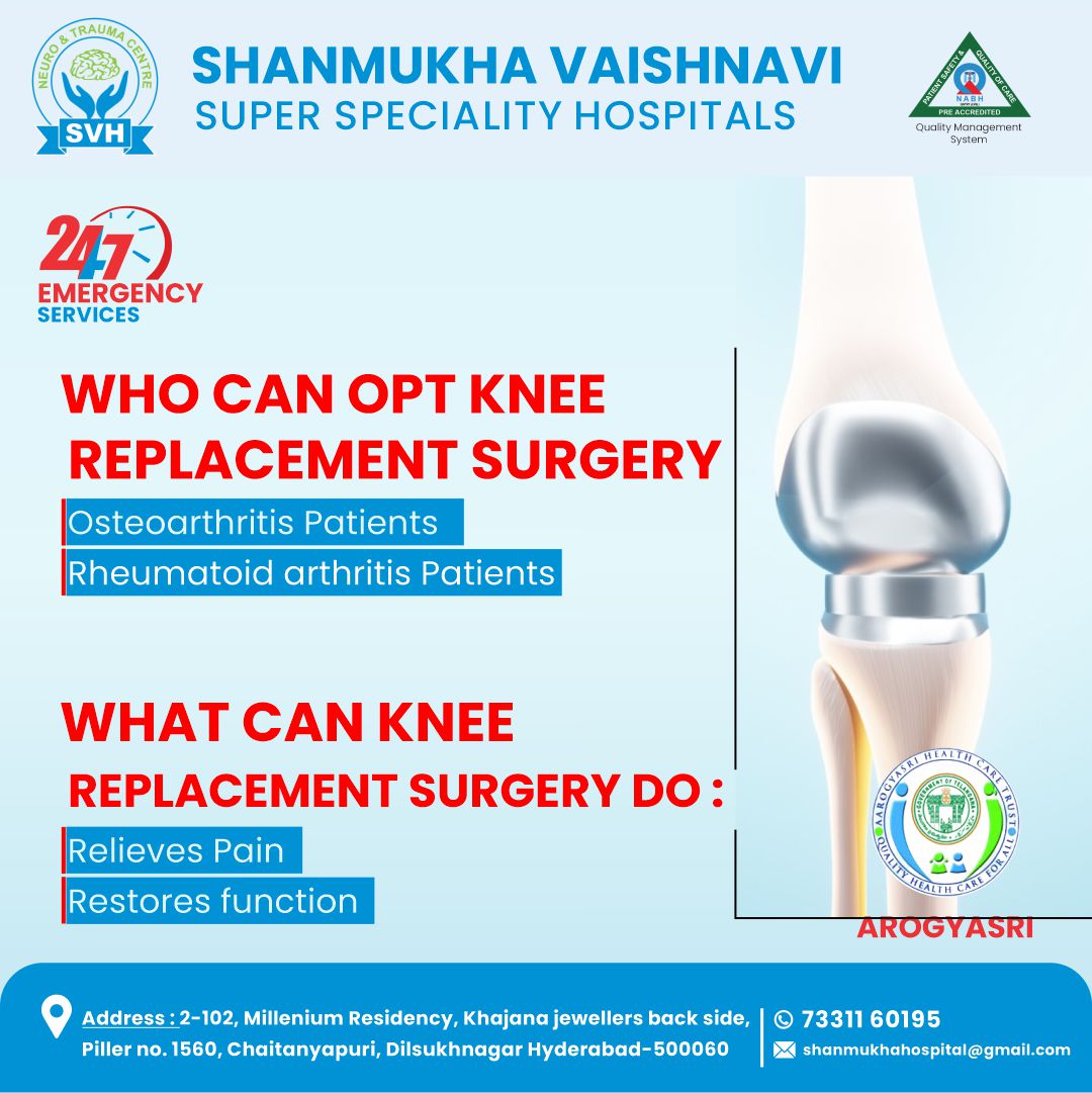 ShanmukhaV88351's tweet image. Who can opt knee Replacement Surgery | Shanmukha Vaishnavi Hospitals |
#kneeproblems #replacementsurgery