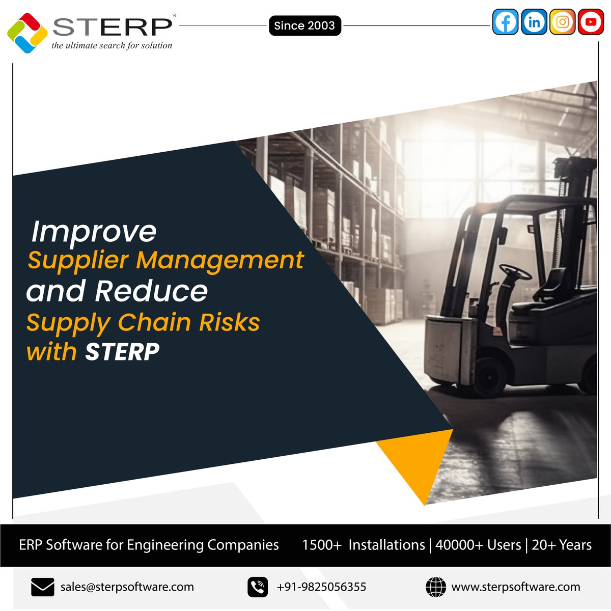 Shanti_Tech's tweet photo. Improve Supplier Management and Reduce Supply Chain Risk with STERP.

ERP Software for Engineering &amp; Manufacturing Companies.

Call us for free Demo: +91-9825056355
https://t.co/sEU4hsjq8h https://t.co/PPFPjx5LrX