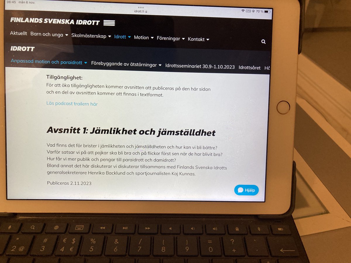 Hipheijaa! Såhär på Svenska Dagen, kan Ni ju passa på att lyssna på <a href="/idrottfi/">Finlands Svenska Idrott</a> podden om och kring jämlik idrott. Vi Också heter podden fixad av bl.a @LottaNylund ! Har den glädjen att få lägga ut texten själv också… #ViOckså