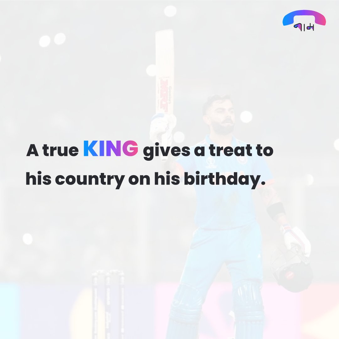 naam_app's tweet photo. A gift from him on his birthday for the whole country. Thank you, for making us proud again.

#Naam #viratkohli #kingkohli #trending #proudmoment #teamindia #cricketworldcup2023 https://t.co/H2XwuXOT9a