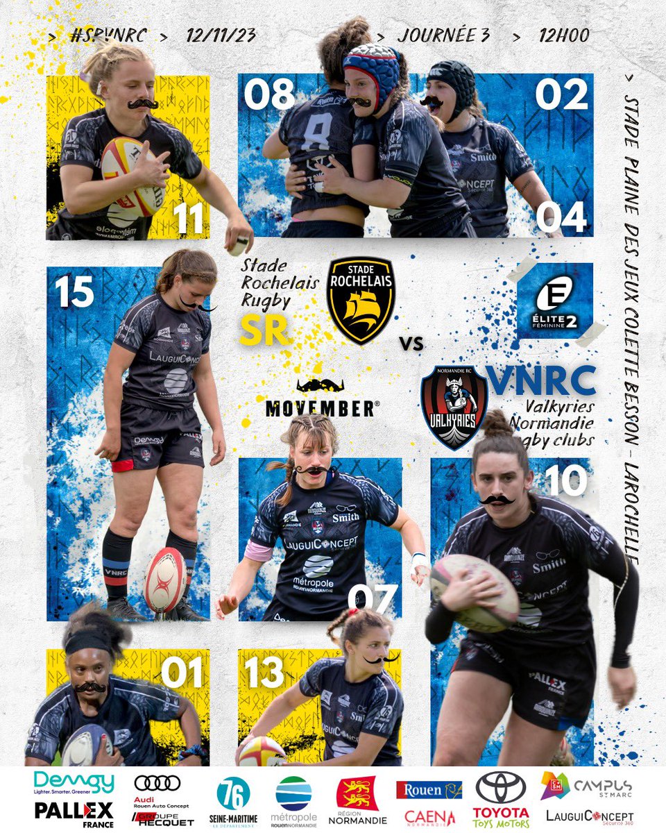 Semaine de match avec un déplacement au <a href="/staderochelais/">Stade Rochelais</a> dimanche pour nos joueuses 🫡 #LeCHOC #Movember #Valkyries