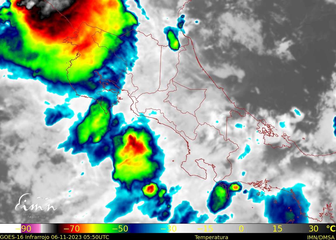 #IMN_Aviso meteorológico. Lluvias de variable intensidad en la Zona Norte y Pacífico.  Emitido: 6 de noviembre de 2023 a las 12:00 a.m. Más detalle: imn.ac.cr/web/imn/avisos
