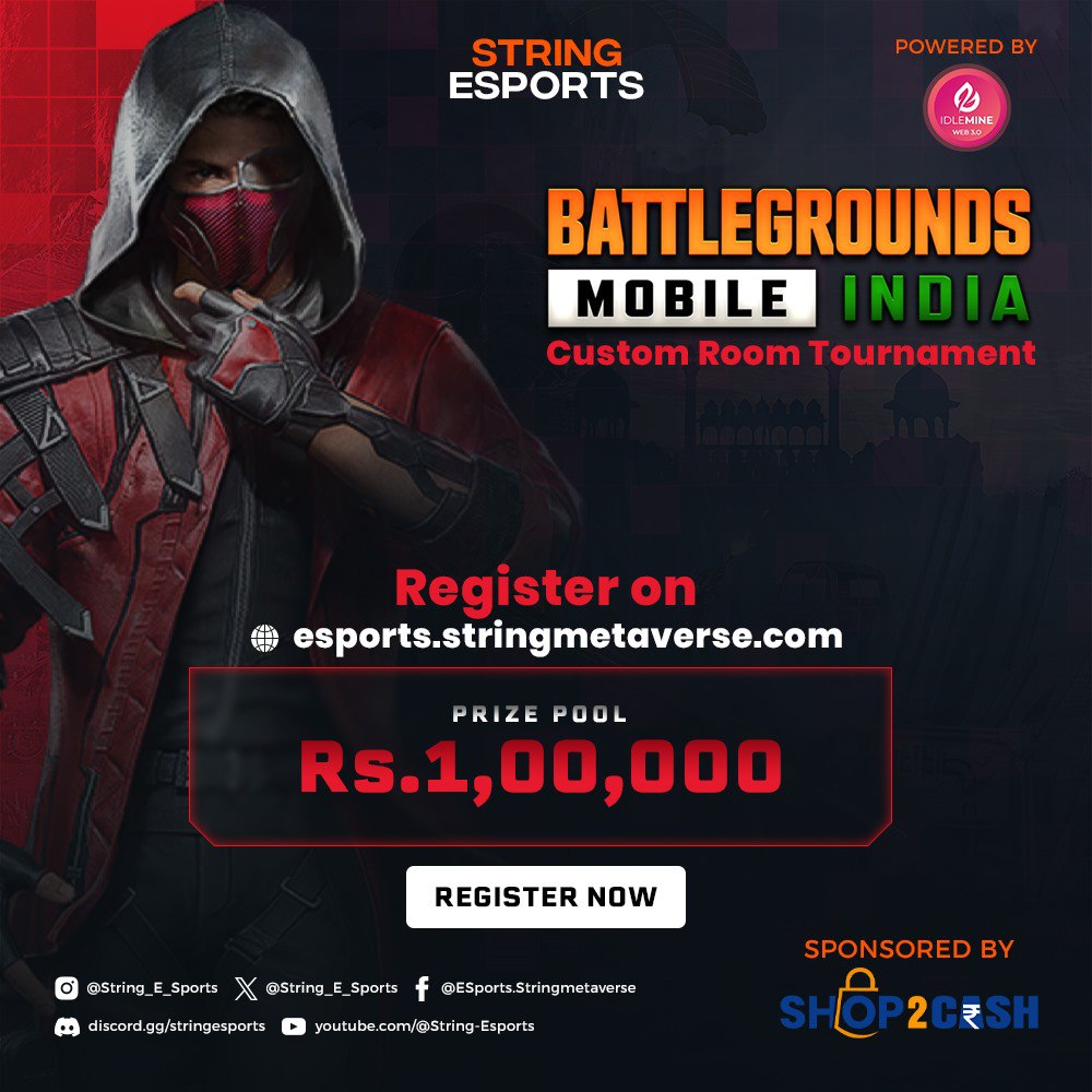 String_E_Sports's tweet image. String eSports BGMI Tournament

Prize Pool 1,00,000.

Team Size : 4

Register on : esports.stringmetaverse.com

Follow us for more updates
#BGMI  #PUBG  #StringMetaverse