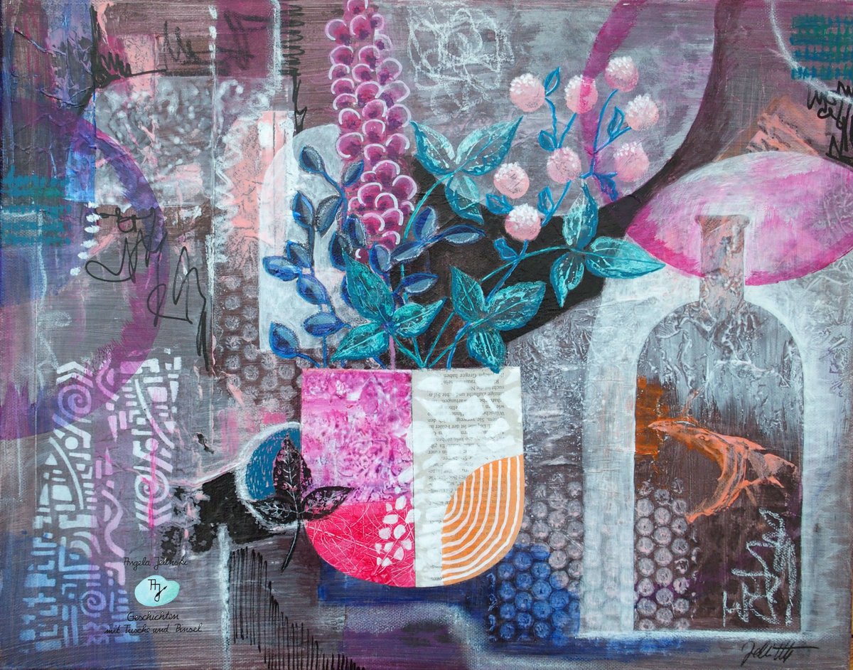 Und auch Florales habe ich ausprobiert: "Purple Dream" #acryl #acrylpainting #mixedmedia #kunst auf Leinwand, 40 x50