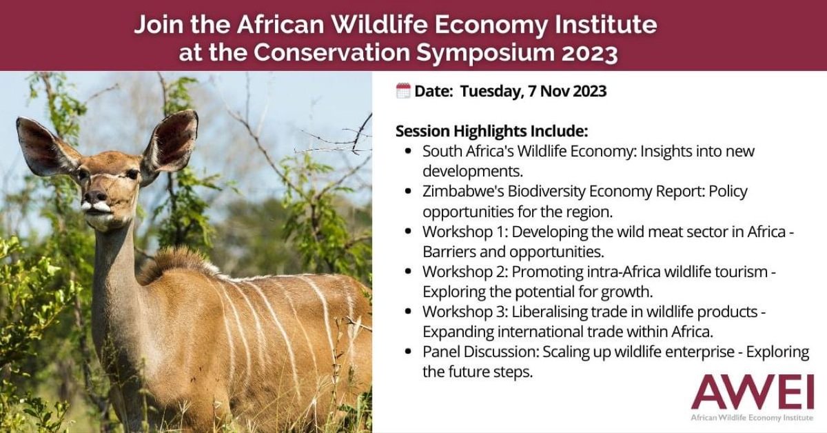 Join us tomorrow at AWEI's special one day session at the @conservationsym! Delve into key discussions shaping the future of African wildlife conservation & economy. More info: www0.sun.ac.za/.../conservati… Register now: us02web.zoom.us/meeting/regist… #WildlifeEconomy