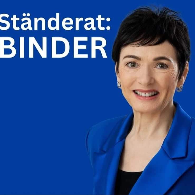 Mit Marianne Binder erhalten die Aargauerinnen und Aargauer eine zukunftsorientierte Stimme, und zwar für: Energiewende mit Erneuerbaren; Kunst und Kultur; Tierschutz; Vereinbarkeit von Erwerbs- und Familienarbeit; Gleichstellung; Frauenförderung. Marianne in den Ständerat.