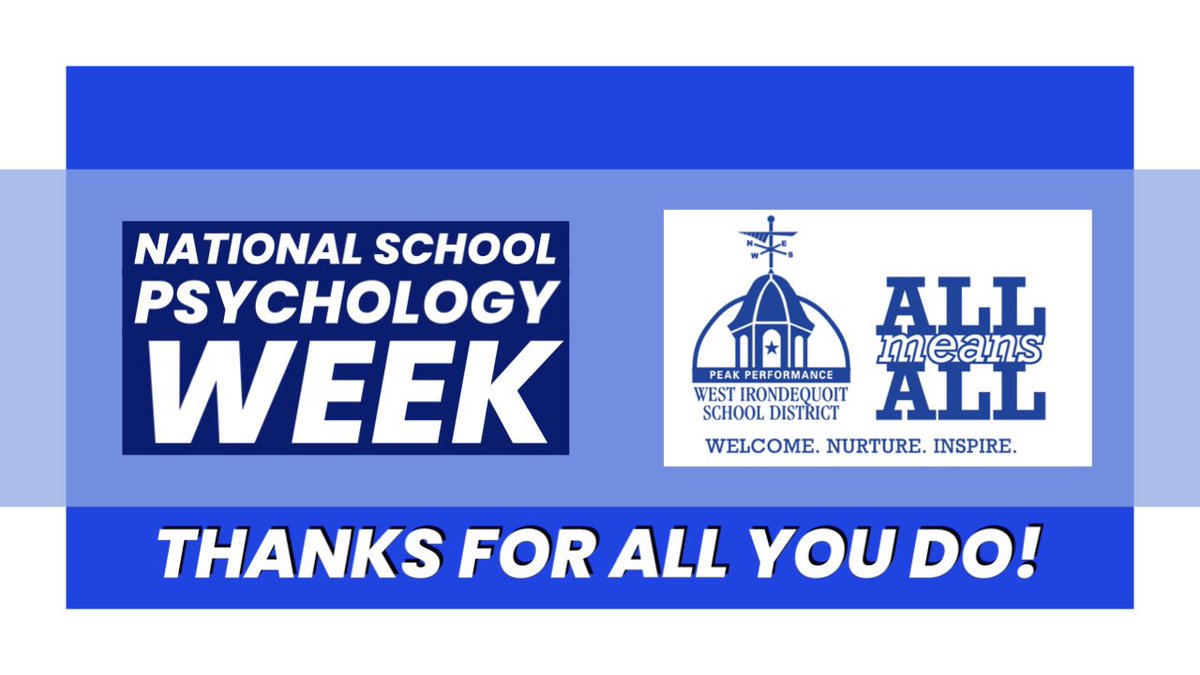 THANK YOU! It’s National School Psychology Week. Please take a moment to recognize our school psychologists for the amazing work they do every day.

-Nicole Battaglia
-Kristin Belknap
-Aviaja Brimstein
-Mallory Cake
-Celina Cohen
-Caity DiBattista
-Erin Sturm 
-Jessica