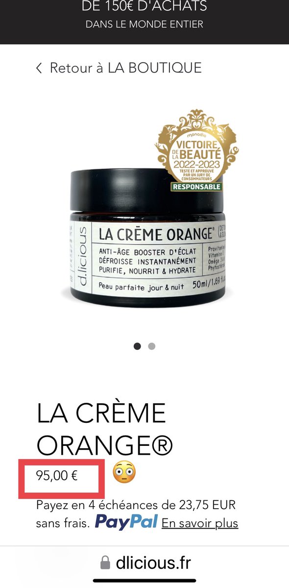 MSister0001's tweet photo. A quand même 95€/ crème
& 105€ / serum
Paiement en 4fois 🤦🏽♀️
#DLicious https://t.co/juJ48FIBap