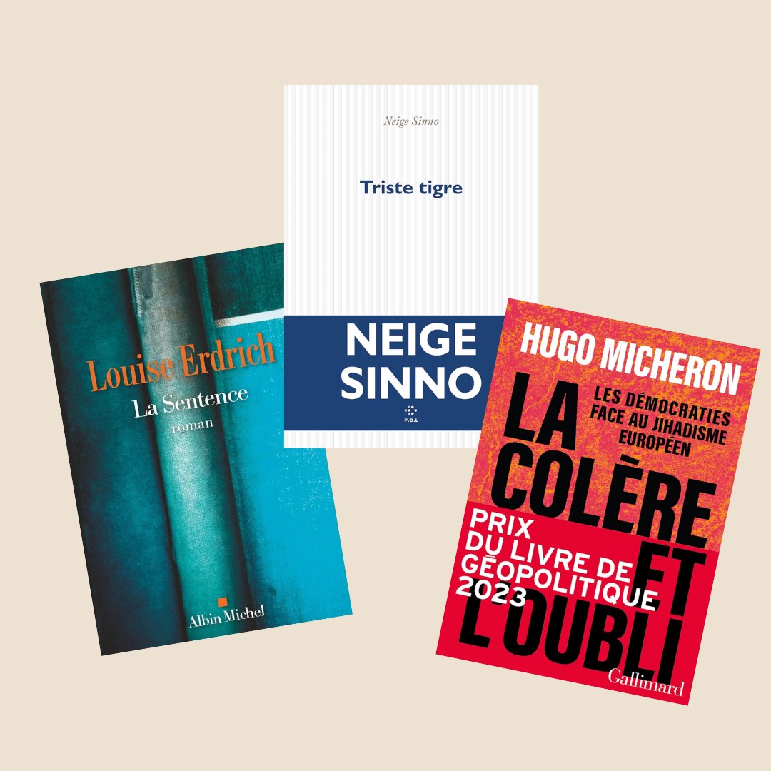 ACTU 📣 Le Prix Femina est décerné à Neige Sinno pour Triste Tigre (P.O.L.), et à Louise Erdrich pour 'La Sentence' (Albin Michel) dans la catégorie roman étranger. Le prix essai est attribué à Hugo Micheron, pour 'La Colère et l'Oubli' (Gallimard).