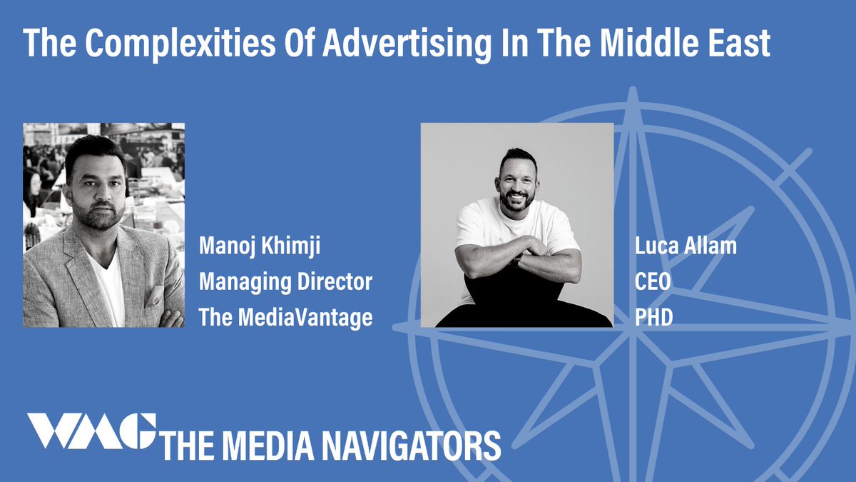 World Media Group & World Media Awards (@worldmediagroup) on Twitter photo In a special edition of #TheMediaNavigators Belinda Barker chats with <a href="/ManojKhimji/">Manoj Khimji</a>, MD of
<a href="/TheMediaVantage/">MediaVantage Tweets</a> & Luca Allam, CEO of
@phdworldwide about navigating the complexities of advertising in the Middle East.
Watch; lnkd.in/ePrwqcKD
or listen; lnkd.in/erMW-BtK In a special edition of #TheMediaNavigators Belinda Barker chats with <a href="/ManojKhimji/">Manoj Khimji</a>, MD of
<a href="/TheMediaVantage/">MediaVantage Tweets</a> & Luca Allam, CEO of
@phdworldwide about navigating the complexities of advertising in the Middle East.
Watch; lnkd.in/ePrwqcKD
or listen; lnkd.in/erMW-BtK
