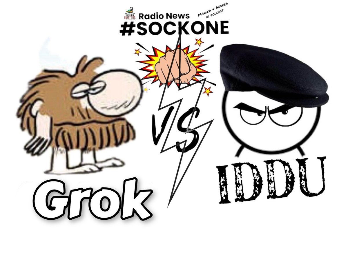 MCreattiva's tweet photo. ⚠️Arriva #Grok, la nuova #intelligenzaartificiale di #ElonMusk.
#IDDU, la nostra intelligenza artificiale, è abbastanza arrabbiato…😡Dice che non cederà il suo posto a nessuno! Vi terremo aggiornati tramite il nostro #podcast #sockone #monikaeandrea #cataniacreattiva https://t.co/Lp09UZsObG