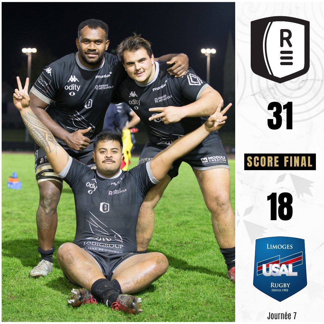 RennesRugby's tweet photo. 🗣️ 𝗖𝗼𝗮𝗰𝗵𝗶𝗻𝗴 𝗴𝗮𝗴𝗻𝗮𝗻𝘁, victoire 31-18 face à Limoges avec un 3ème 𝗯𝗼𝗻𝘂𝘀 𝗼𝗳𝗳𝗲𝗻𝘀𝗶𝗳 consécutif à domicile qui place le REC à la première place du classement général.

📸 : Dominique DEBLAISE https://t.co/tsqT9tOerN