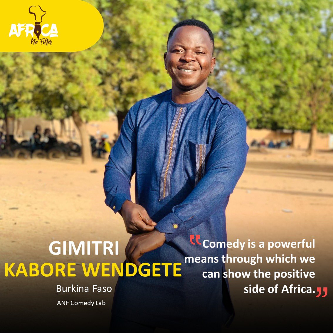 africanofilter's tweet photo. @BinKabodjo @ctncomedyclub @Oh_Joo1 @mrkevinpam 7. Gimitri Kabore Wendgete is a web comedian, writer and actor who uses comedy to raise awareness about social issues. #ANFComedyLab #ShiftingNarratives https://t.co/cSoKWbw5Ox