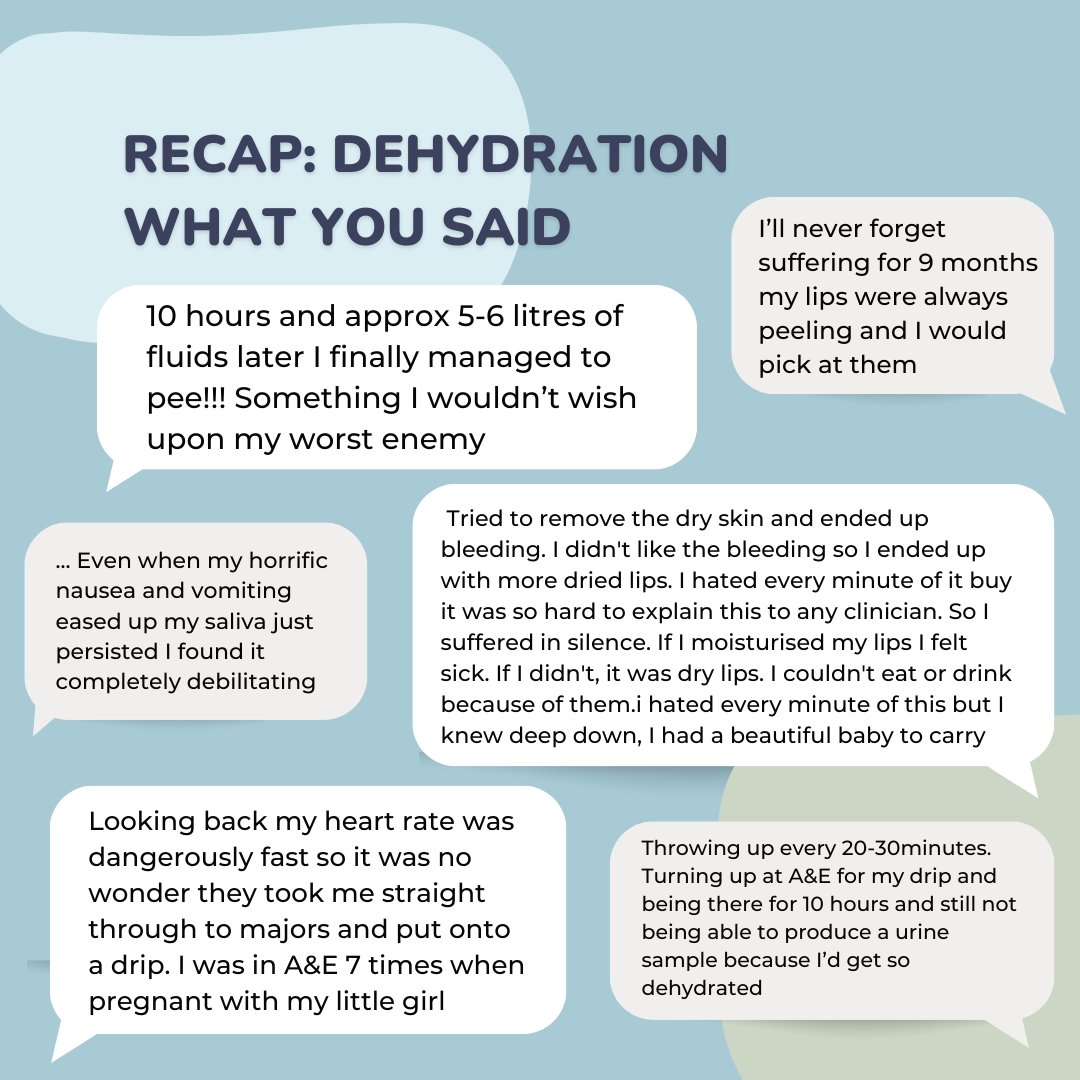HGSupportUK's tweet photo. Thank you to everyone who shared their stories about 'Dehydration' with our community. Here is a recap on what you said.
Together, we're working to raise awareness and make it easier for those suffering from HG to find the help they need. #HGSupport #HGCommunity https://t.co/7sT9hzfW6Y