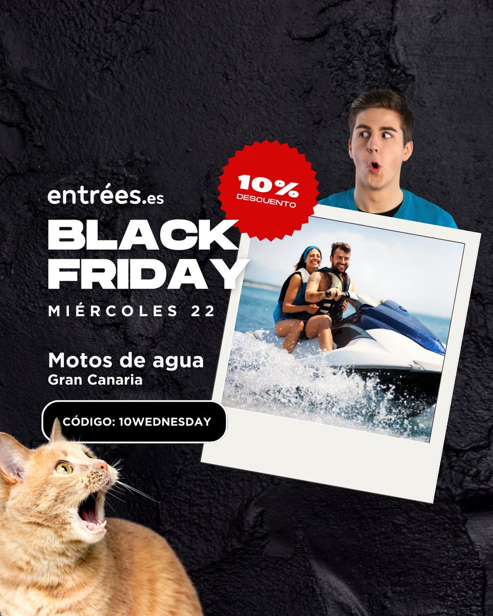 💥  ¡Continúan nuestras ofertas de #BlackFriday‼️  

Hoy traemos un descuento para disfrutar de un paseo en moto de agua recorriendo la costa suroeste de #GranCanaria.  Disfruta de un 10% de dto. con el código 10WEDNESDAY

Consigue esta experiencia🎟️entrees.es/experience/Gra…