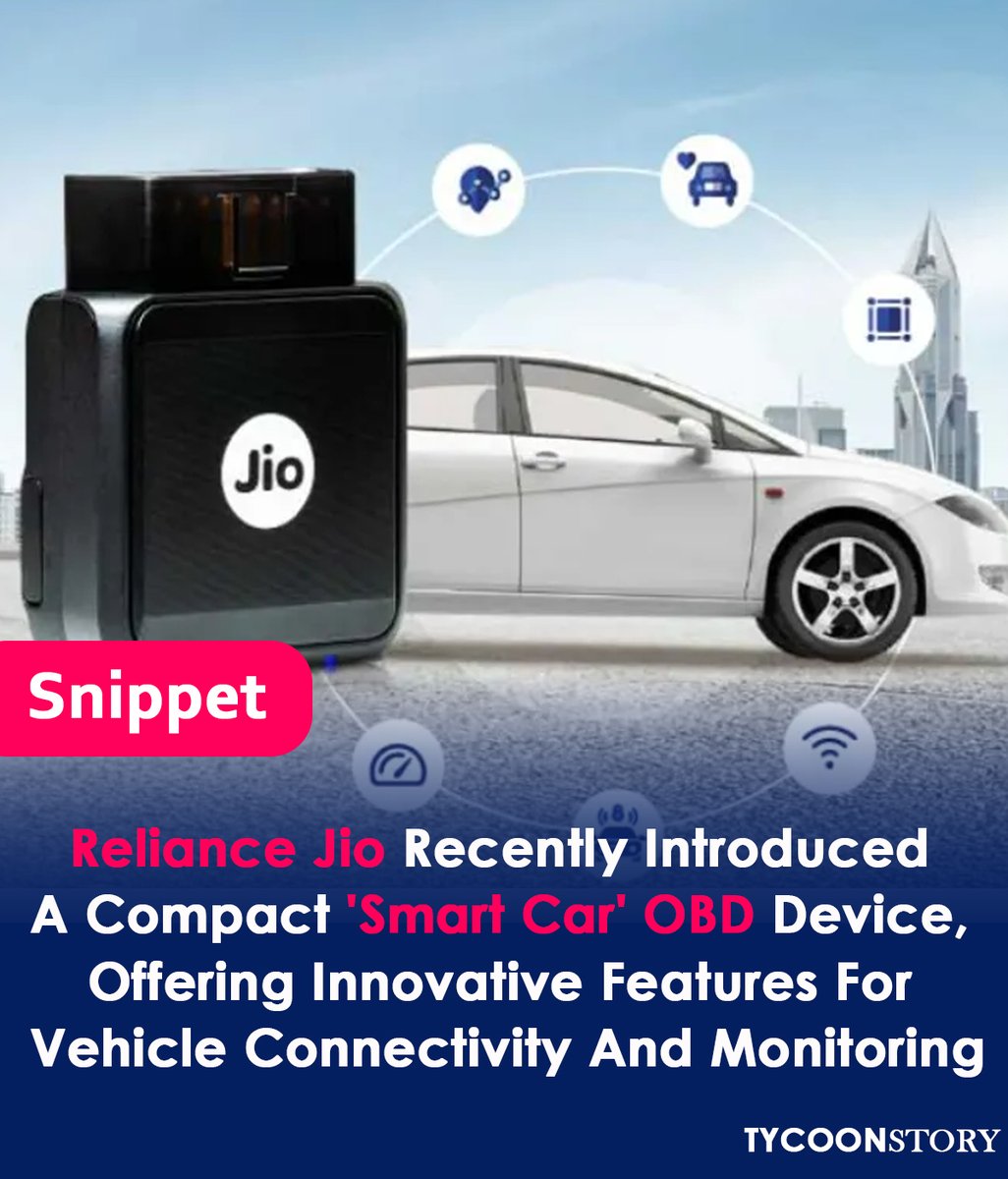 TycoonStoryCo's tweet photo. Reliance Jio Introduces A Compact Obd Gadget For "Smart Cars."
#SmartCar #OBDDevice #RelianceJio #PlugAndPlay #EasyToInstall #RealTimeTracking #GeoFencing #DrivingAnalytics #RemoteDiagnostics #FuelEfficiency #CarSafety @reliancejio https://t.co/VMeBcR1nNS