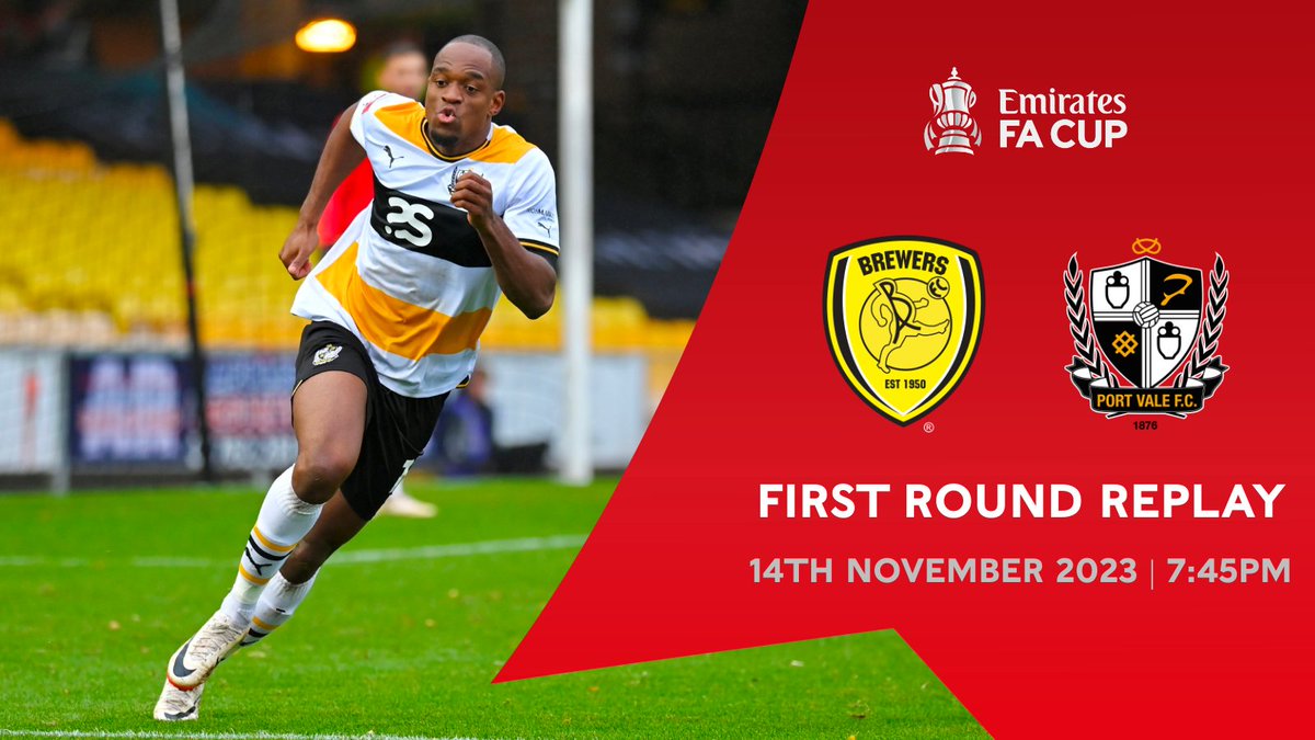 📆 Fixture Confirmation 

Our <a href="/EmiratesFACup/">Emirates FA Cup</a> First Round Replay against Burton Albion has been scheduled for Tuesday 14th November kick-off at 7:45pm

🎫 Ticket information can be found here - bit.ly/3Suy09F

#PVFC | #UTV
