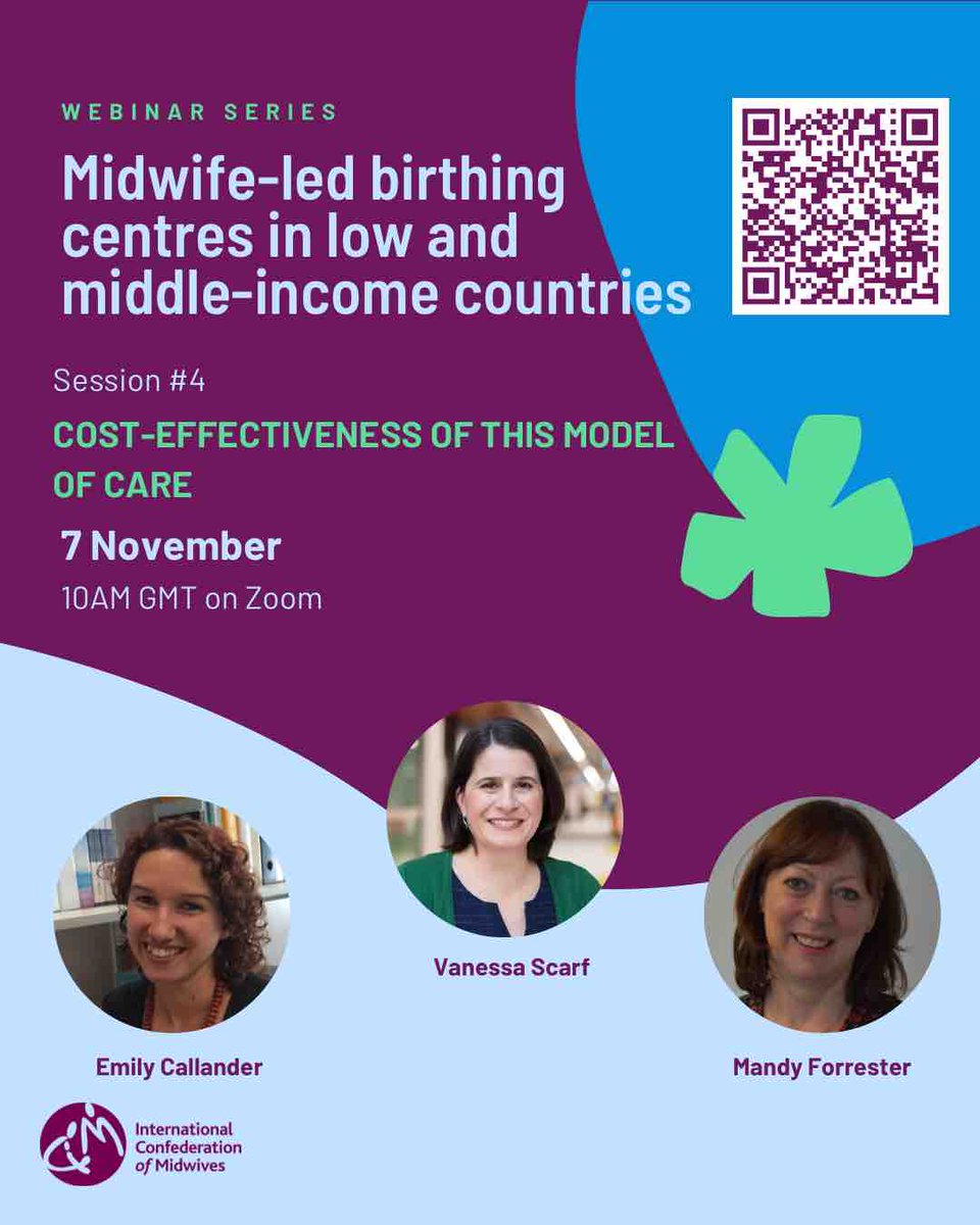 International Confederation of Midwives (@world_midwives) on Twitter photo ️🗓️ Save the Date – 7 Nov! Our MLBC Webinar Series continues with a session dedicated to cost effectiveness of MLBCs, presented by Emily Callander, Vanessa Scarf and Mandy Forrester.
Register: ow.ly/6mQI50Q4tXm
Missed previous sessions? Watch here:👉🏾ow.ly/JPSX50Q4tZt ️🗓️ Save the Date – 7 Nov! Our MLBC Webinar Series continues with a session dedicated to cost effectiveness of MLBCs, presented by Emily Callander, Vanessa Scarf and Mandy Forrester.
Register: ow.ly/6mQI50Q4tXm
Missed previous sessions? Watch here:👉🏾ow.ly/JPSX50Q4tZt