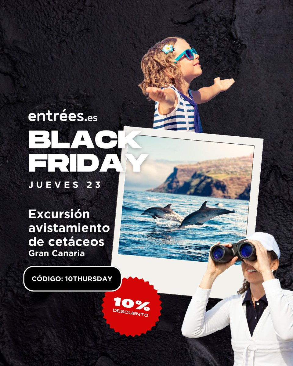 💥 ¿Ya has aprovechado nuestros descuentos de #BlackFriday?  

Aprovecha un 10% de descuento para disfrutar de avistamiento de cetáceos en la costa de #GranCanaria👏  con el código 10THURSDAY  

Consigue esta experiencia 🎟️entrees.es/experience/Gra…