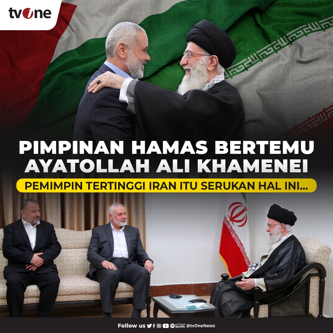 tvOneNews's tweet photo. Kepala biro politik kelompok Hamas Ismail Haniyeh melakukan kunjungan mendadak ke Iran dan mengadakan pembicaraan dengan Pemimpin Tertinggi Iran Ayatollah Ali Khamenei, demikian dikutip dari Kantor Berita Turki, Anadolu Agency, Senin (6/11/2023).

#threadtvOne https://t.co/qTUxx2i4Is