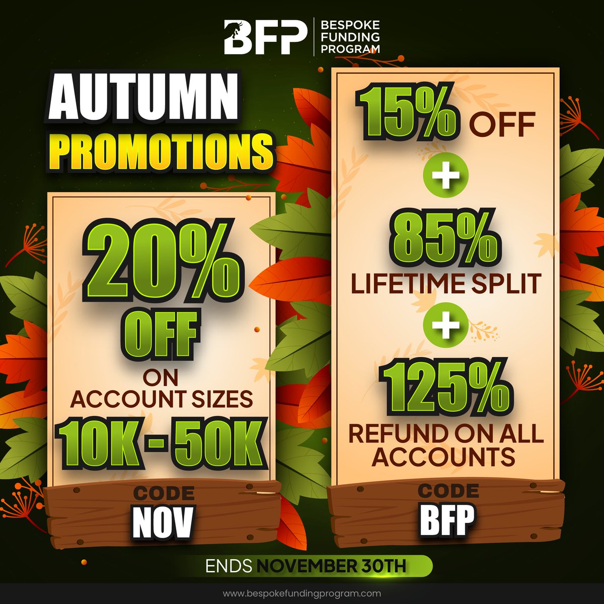 🎁 Win A 50K Challenge Account! 🎁

5 x 50K challenge accounts up for grabs!

How many BFP Logo's can you spot?

RULES: 

1. Like + Reshare ✅

2. Fill out the form below with how many you can see! ✅

Winners will be emailed on Sunday! 

Good luck 👏💚

docs.google.com/forms/d/1rm3zK…