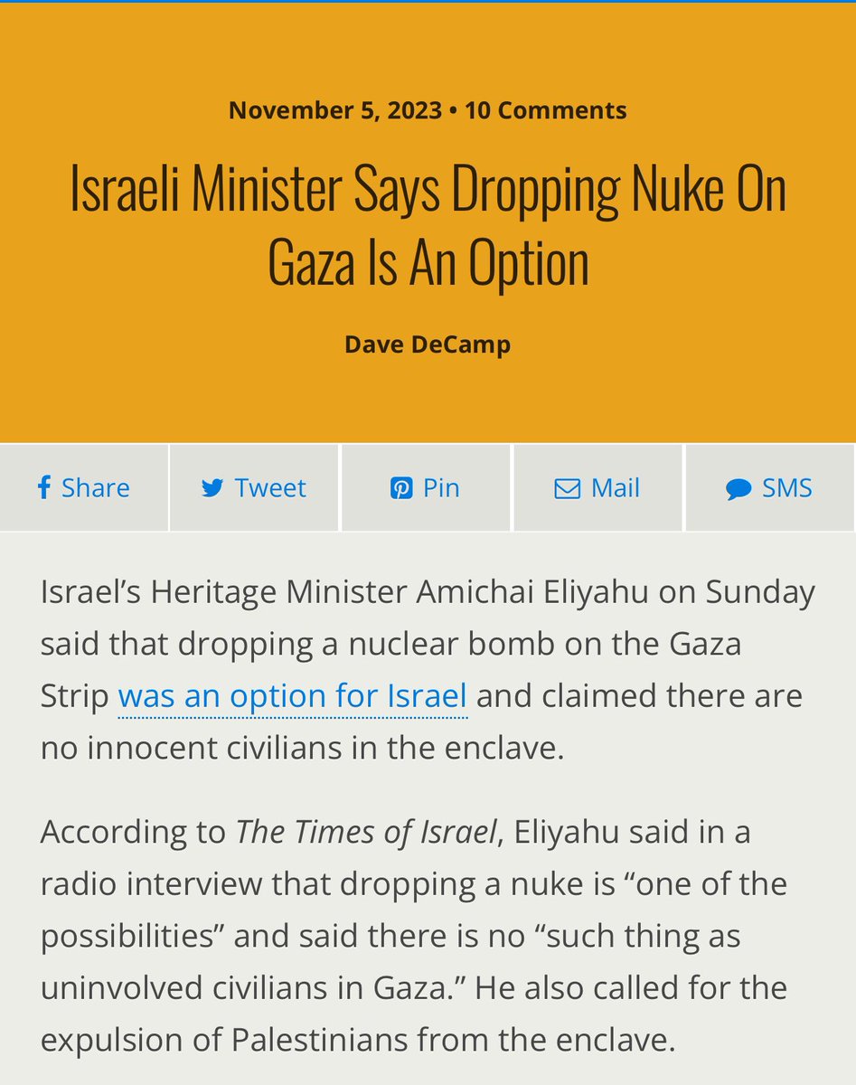 A nuke? Really? Israel is a terrorist state ran by the most well funded western backed terrorists in the world.