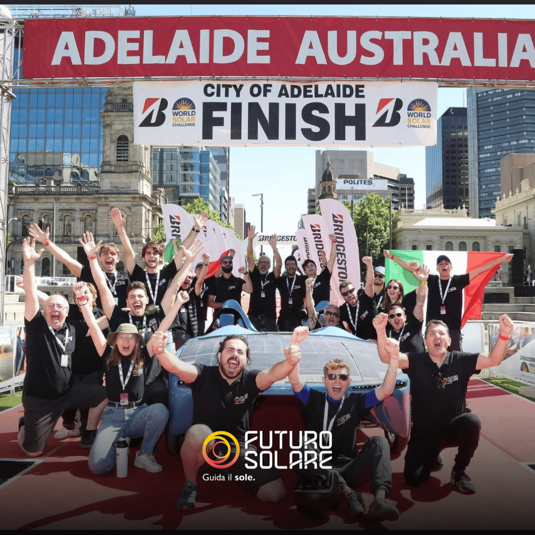 LinariNanotech's tweet photo. 🌞 The Archimede 2.0 solar car, projected by Futuro Solare and supported by Linari Engineering, joined the Bridgestone World Solar Challenge. 
A 3,000-kilometer journey across deserts to demonstrate the future of sustainable mobility. #futurosolare #solarcar https://t.co/qCm2YgrFg5