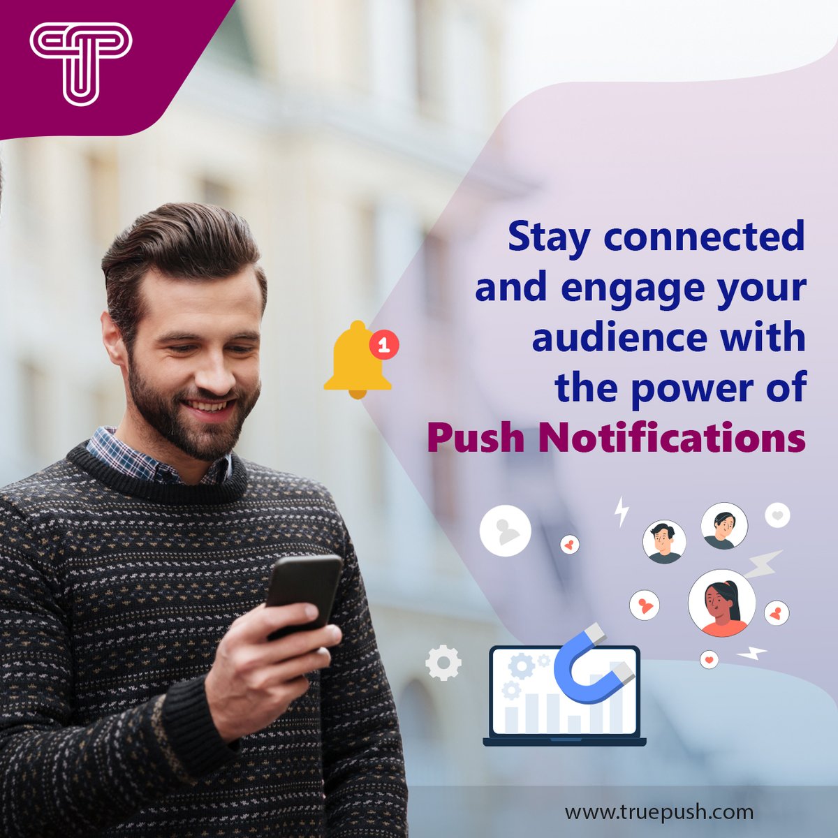 TruepushHQ's tweet photo. Reach users in real-time &amp; deliver valuable #updates and promotions straight to their devices. Get #instantupdates here -@ https://t.co/ohmcf2nkxv and engage with your audience, and propel your #business forward.
#PushNotifications #EngagementBoost #marketing #branding #truepush https://t.co/d7kVcwYeiA
