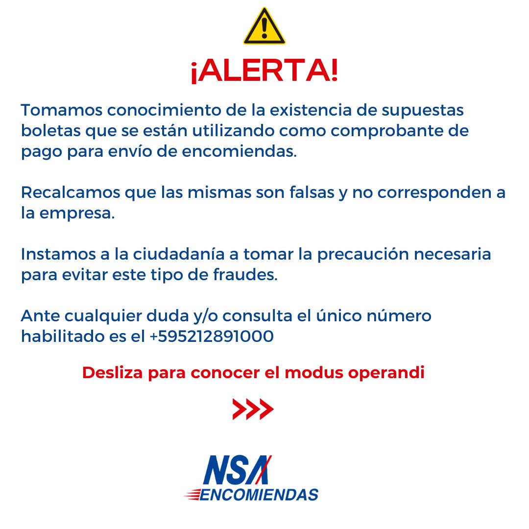 nsapy's tweet photo. Alerta - estafa encomiendas‼️ https://t.co/nHGwGztloE
