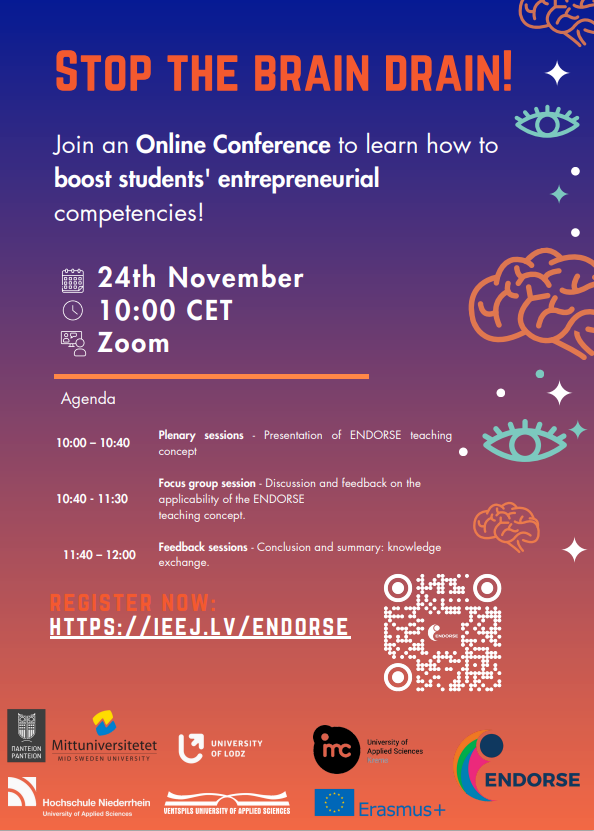 Project_ENDORSE's tweet photo. Tune in November 24th for our exciting webinar to learn more about European brain drain regions and our teaching material that we developed in order to combat the loss of talent! 🇪🇺🧠 We are looking forward hear your opinion on our material!

Please register with the link below! https://t.co/oy2wWy1uVY