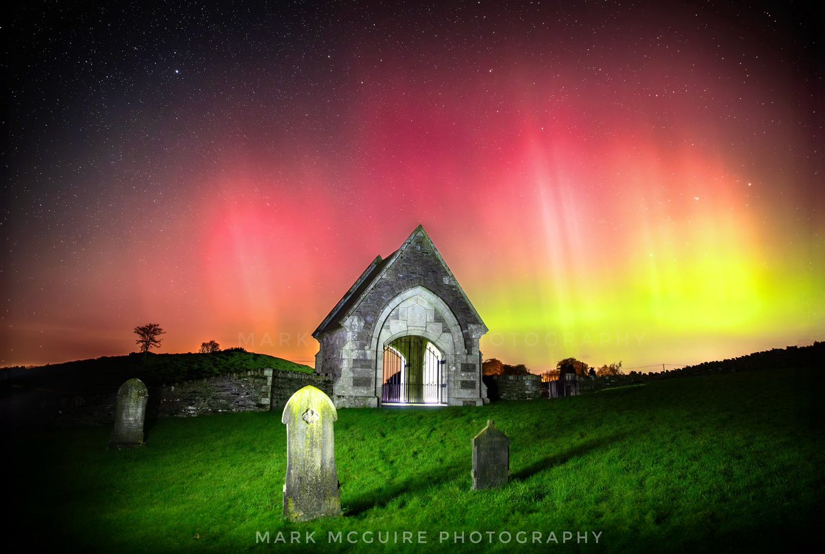 The Aurora over the Curragh Military Graveyard. . . Never in my wildest dreams did I think I’d ever see this. What a night.