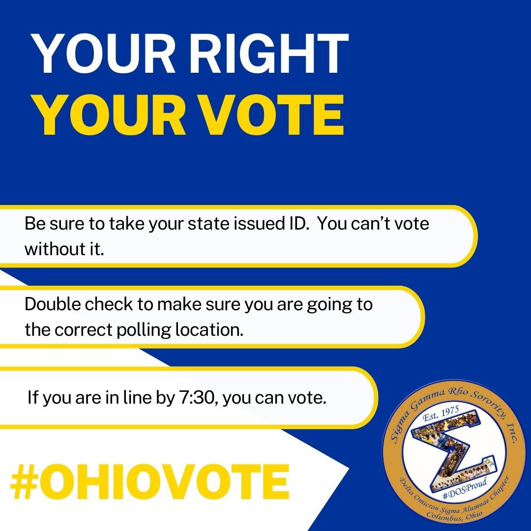 Ohio’s November 2023 election is Tuesday November 7.  Use this link to familiarize yourself with your ballot.  ohiosos.gov/elections/vote… #SigmaGammaRho #SGRhoVotes