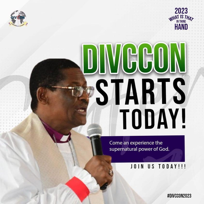 Divine Commonwealth Conference (DIVCCON)2023

THEME: WHAT IS THAT IN YOUR HAND? – Exodus 4:2

DATE: Mon, 6th– Friday10th Nov 2023

TIME: 8:00am

VENUE: The National Christian Centre, CBD, Abuja

A Week of Exposition, Ministration and Transformation.
#Divcon2023 #Churchofnigeria