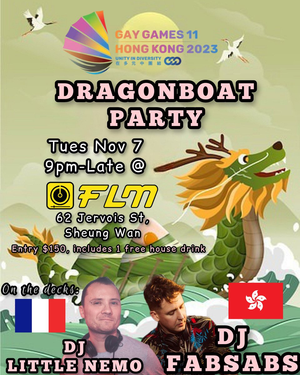 Tomorrow night. Gonna be a big one! We are celebrating the @GayGamesHK2023 dragonboat athletes but everyone is welcome to join!