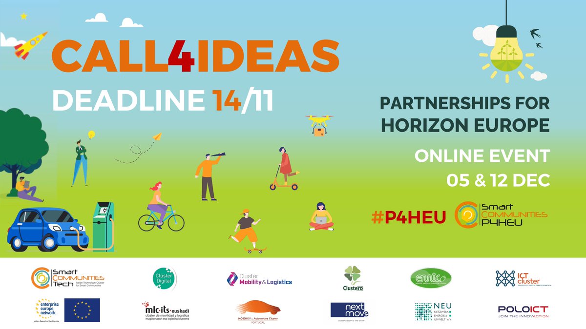 SmartCommunitiesTech (@cluster_smart) on Twitter photo 💡 #call4ideas #P4HEU #HorizonEU
Interested in project proposals for #smartcity topics?
Join the Partnerships for Horizon Europe event and register to be a speaker!
👉…or-horizon-europe-5edition.b2match.io
<a href="/piemonteinnova/">Fondazione Piemonte Innova</a> <a href="/EEN_EU/">Enterprise Europe Network 🇪🇺</a> <a href="/EEN_Italia/">Enterprise Europe Network Italia</a> 💡 #call4ideas #P4HEU #HorizonEU
Interested in project proposals for #smartcity topics?
Join the Partnerships for Horizon Europe event and register to be a speaker!
👉…or-horizon-europe-5edition.b2match.io
<a href="/piemonteinnova/">Fondazione Piemonte Innova</a> <a href="/EEN_EU/">Enterprise Europe Network 🇪🇺</a> <a href="/EEN_Italia/">Enterprise Europe Network Italia</a>
