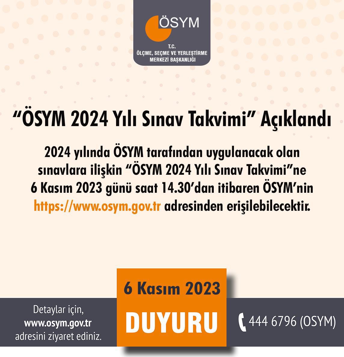 MersinMEM's tweet photo. ÖSYM 2024 Yılı Sınav Takvimi açıklandı.

✍️ https://t.co/dTbodqpC09
@ahpehlivan53 @fazilet_durmus https://t.co/nD0JQhhzXo