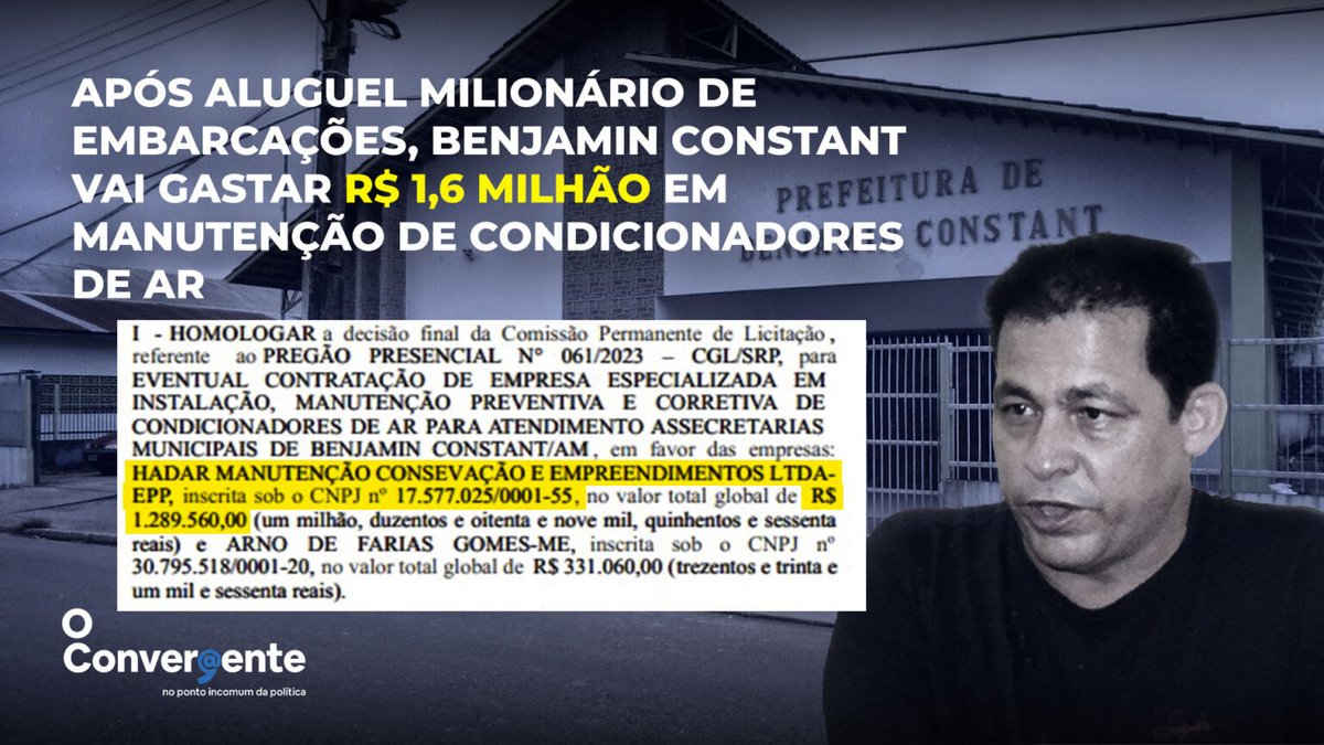 oconvergente_'s tweet photo. Após aluguel milionário de embarcações, Benjamin Constant vai gastar R$ 1,6 milhão em manutenção de condicionadores de ar
https://t.co/rDhY5eyfLB
#BenjaminConstant #Licitação #Amazonas #ContratoMilionário #OConvergente https://t.co/8wKII7YP44