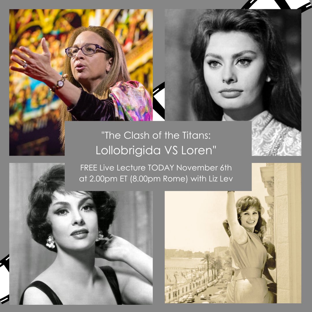 MastersRome's tweet image. Excited for today's live lecture at 2pm ET, where we'll delve into the timeless debate of LOLLOBRIGIDA VS. LOREN!
Join the brilliant @lizlevrome for a captivating discussion on these iconic Hollywood legends.
Don't miss out!
SIGN UP HERE bit.ly/LollobrigidaVS…