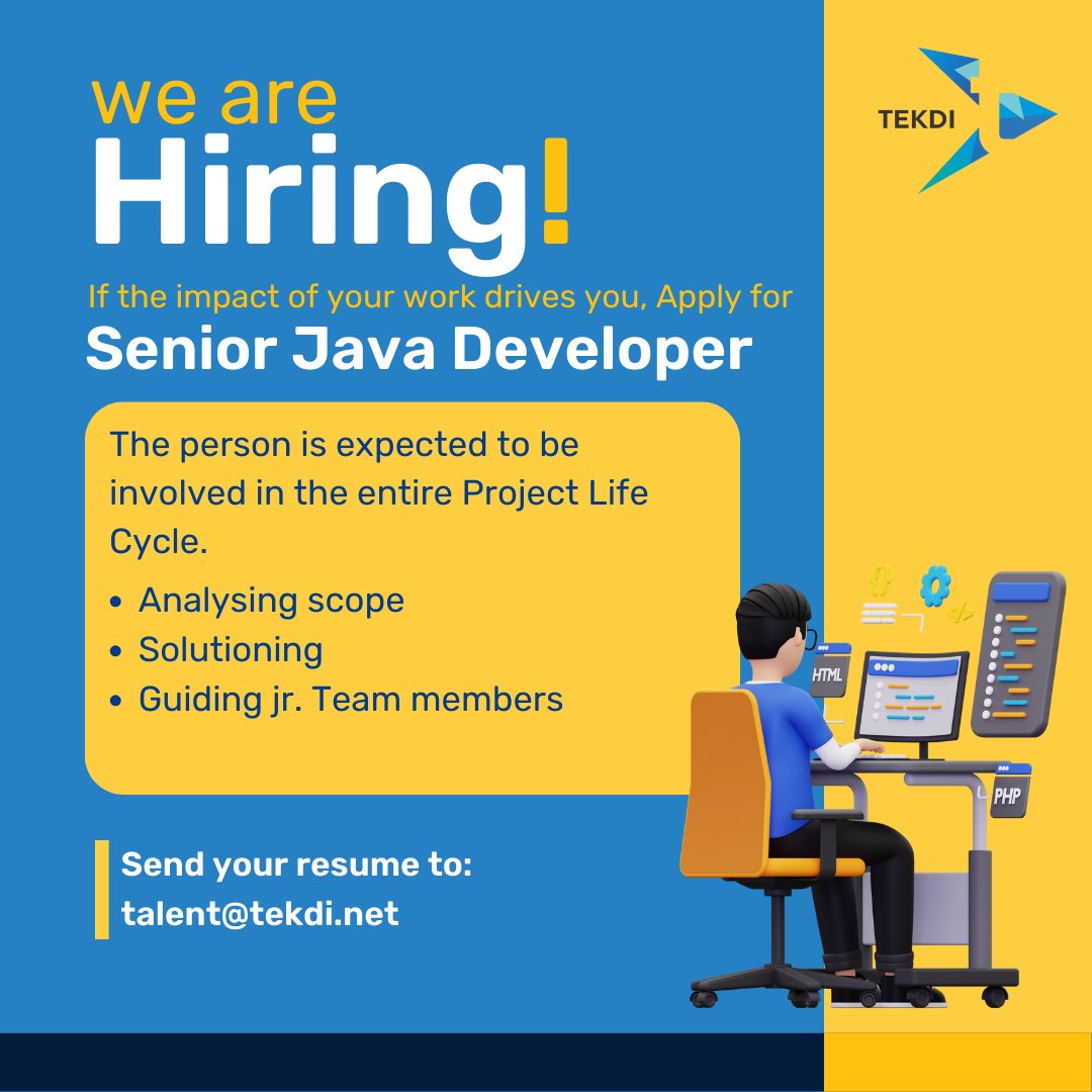 tekdinet's tweet image. Attention #JavaDevelopers! 📣
We have an opening for a #SeniorJavaDeveloper. Interested candidates Apply Now! ➡ - mnh.page.link/yTGp6D9pT2hyna…
#WeAreHiring #JoinOurTeam #PuneJobs #ApplyNow