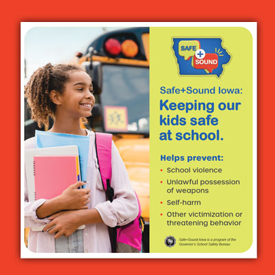 We all want what's best for our kids. That's why Safe+Sound Iowa is available 24/7 for parents to anonymously report your school safety concerns 3 ways 24/7:

☑️SafeandSoundIowa.gov
☑️800-224-6018
☑️Safe+Sound Iowa mobile app

#SafeSoundIowa #PreventSchoolViolence
