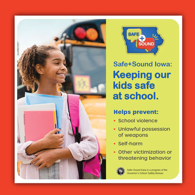 IowaDPS's tweet photo. We all want what's best for our kids. That's why Safe+Sound Iowa is available 24/7 for parents to anonymously report your school safety concerns 3 ways 24/7:
☑️https://t.co/nIG5KIRmwm
☑️800-224-6018
☑️Safe+Sound Iowa mobile app
#SafeSoundIowa #PreventSchoolViolence https://t.co/3BNuf3qnW6