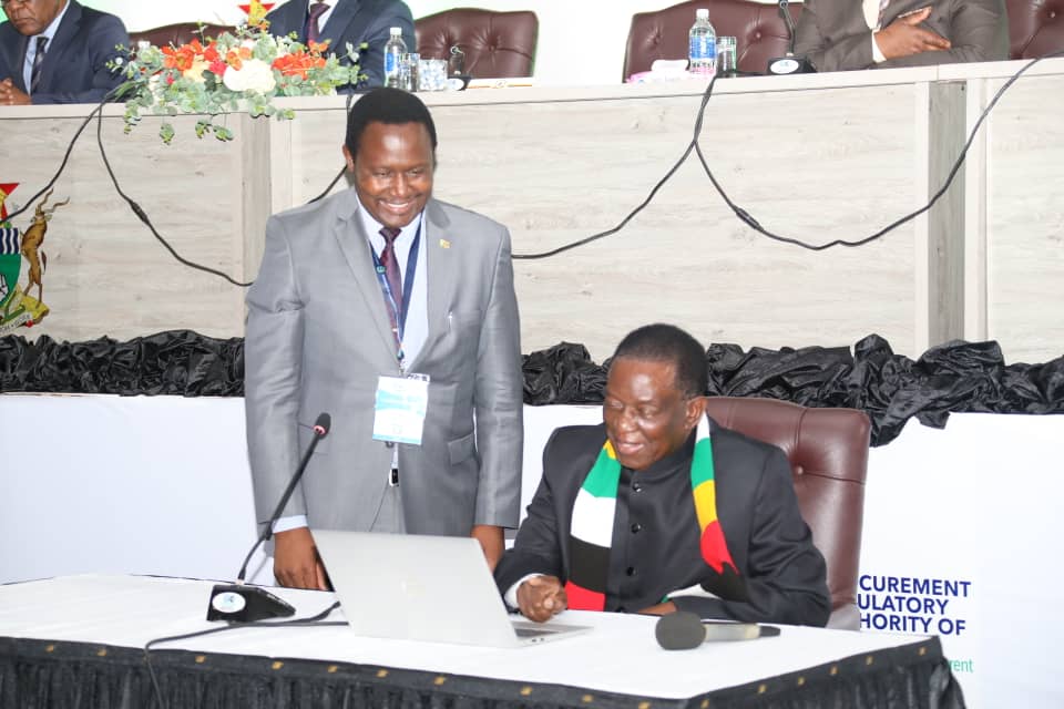 Nextenderseproc's tweet photo. His Excellency, The President of the Republic of Zimbabwe Cde. Dr. E.D Mnangagwa launched the Electronic Government Procurement (eGP) System to enhance Public Procurement Processes in Zimbabwe. #AntiCorruption #InclusivityInPublicProcurement @praz_zw @edmnangagwa @TeneceNigeria https://t.co/86bsLAamk3