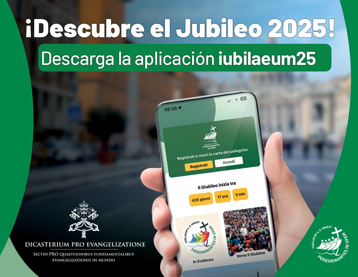 Evange_es's tweet photo. 📱 Desde martes 31 de octubre se puede descargar la aplicación móvil oficial del Jubileo 2025 “Iubilaeum25”. La app, que facilitará la inscripción en los actos del Jubileo, puede descargarse desde App Store para iOS y desde Play Store para Android.

 #jubileo2025 https://t.co/78ihEJzgLG