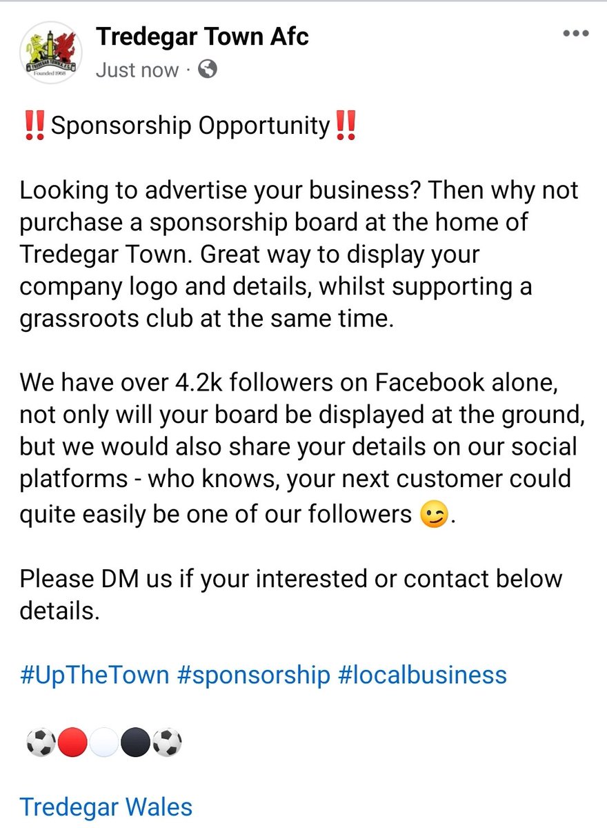 TredegarTownFC's tweet photo. ‼️Great Sponsorship Opportunity ‼️ https://t.co/nJY3kCStuz