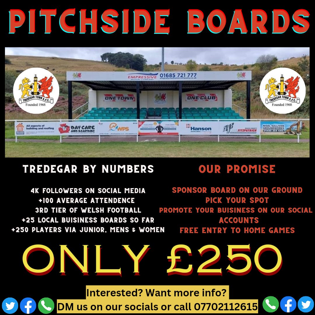 TredegarTownFC's tweet photo. ‼️Great Sponsorship Opportunity ‼️ https://t.co/nJY3kCStuz