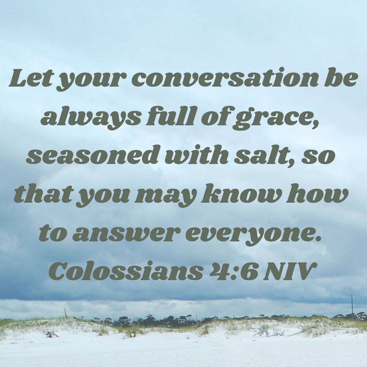 'Let your conversation be always full of grace, seasoned with salt, so that you may know how to answer everyone.' Colossians 4:6 NIV #VerseoftheDay #mondayvibes #mondaymotivation #grace #mondaythoughts