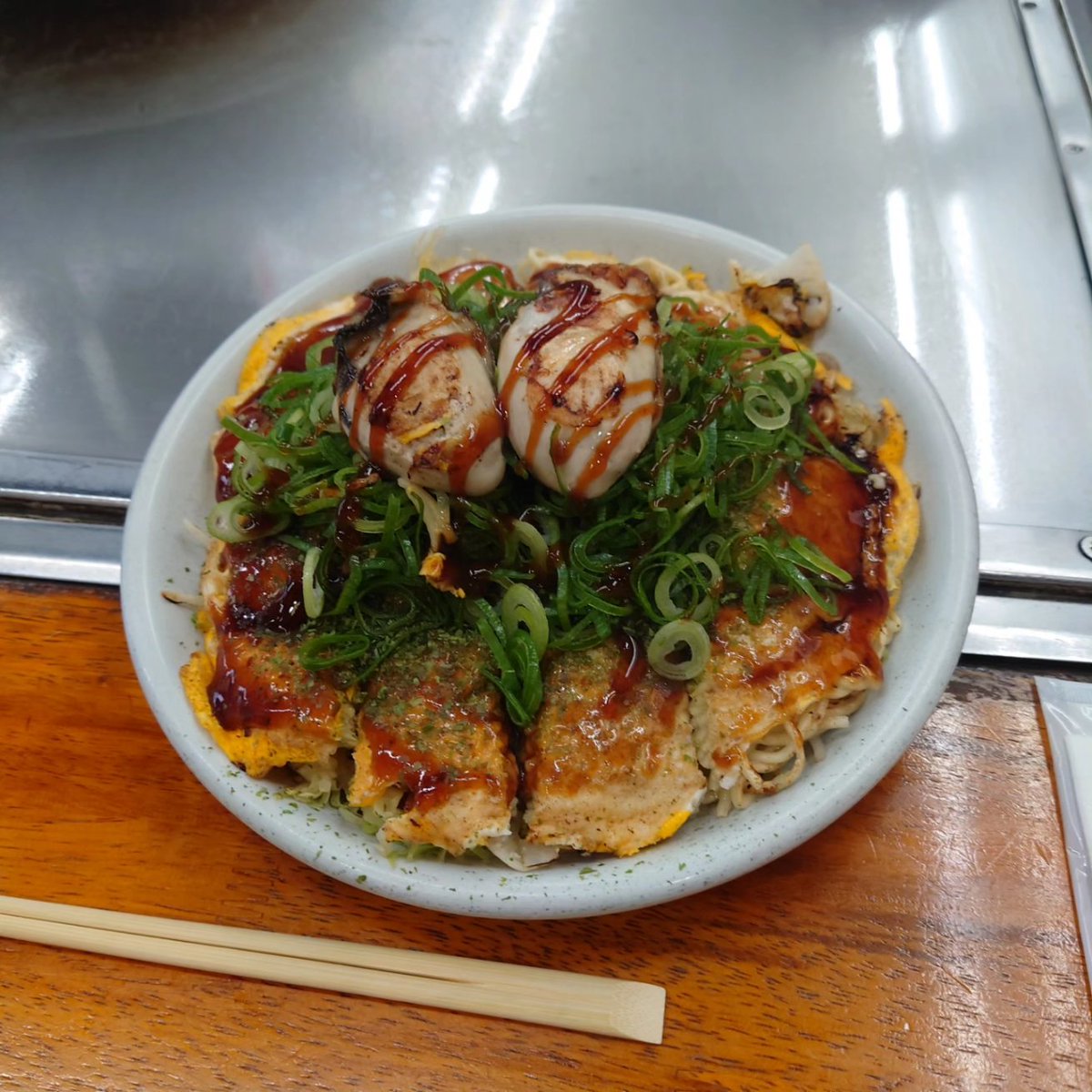 silver4869's tweet photo. 牡蠣入りのお好み焼きを頂きました! https://t.co/WF1MaFIbsT